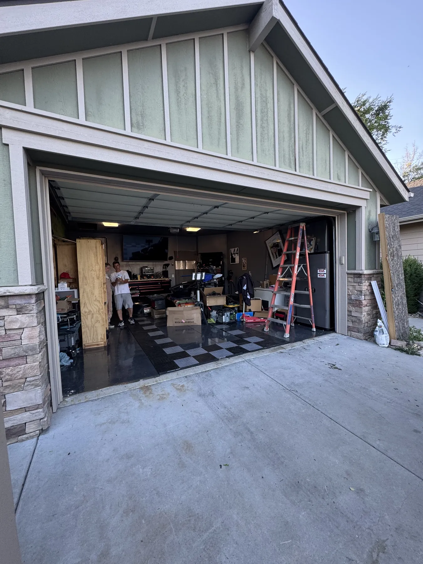 Residential garage door after an off-track repair completed by LIFTX